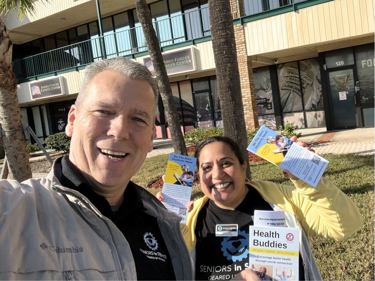 Seniors in Service team members promote intergenerational volunteer opportunities through the CoGenerate Innovators' Community of Practice, fostering collaboration between older and younger generations.
