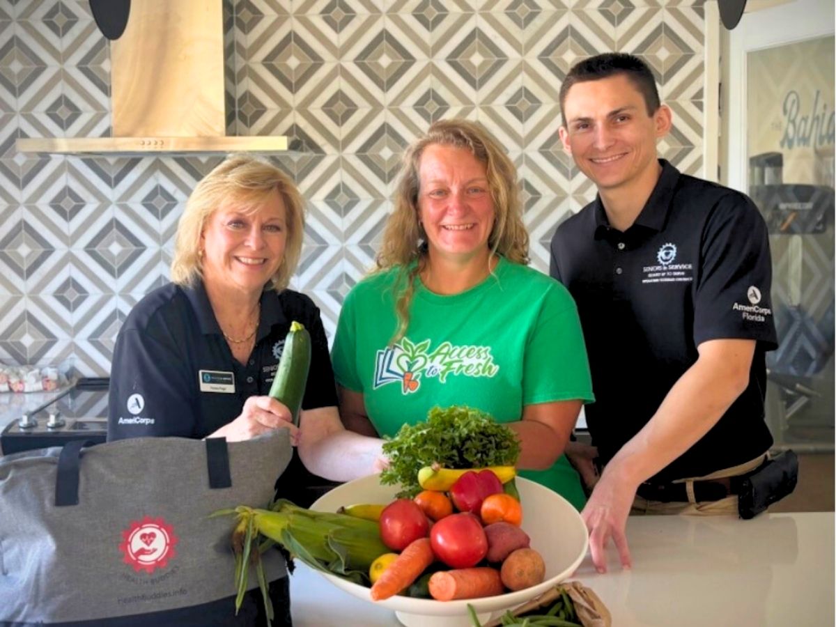 Seniors in Service Health Buddies and Operation: Veteran Connect members partner with Access to Fresh to deliver fresh produce to older adults and veterans.