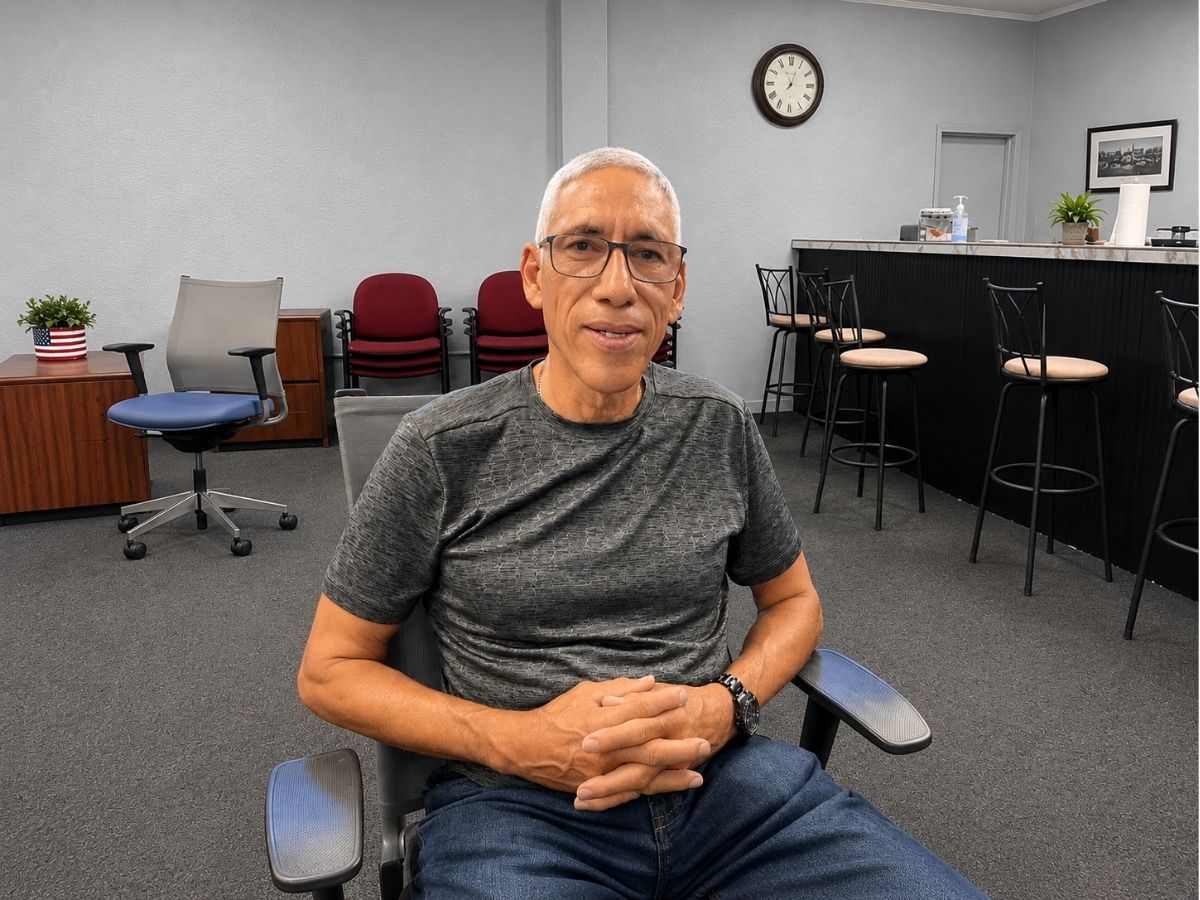 Joseph Olivero, an Operation: Veteran Connect volunteer, teaches tai chi to veterans at St. Michael's Homeless Veterans Outreach to support their physical and mental well-being.