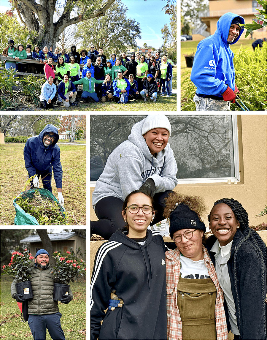 AmeriCorps members and community volunteers work together during the Martin Luther King Jr. Day of Service at The Franciscan Center in Tampa.