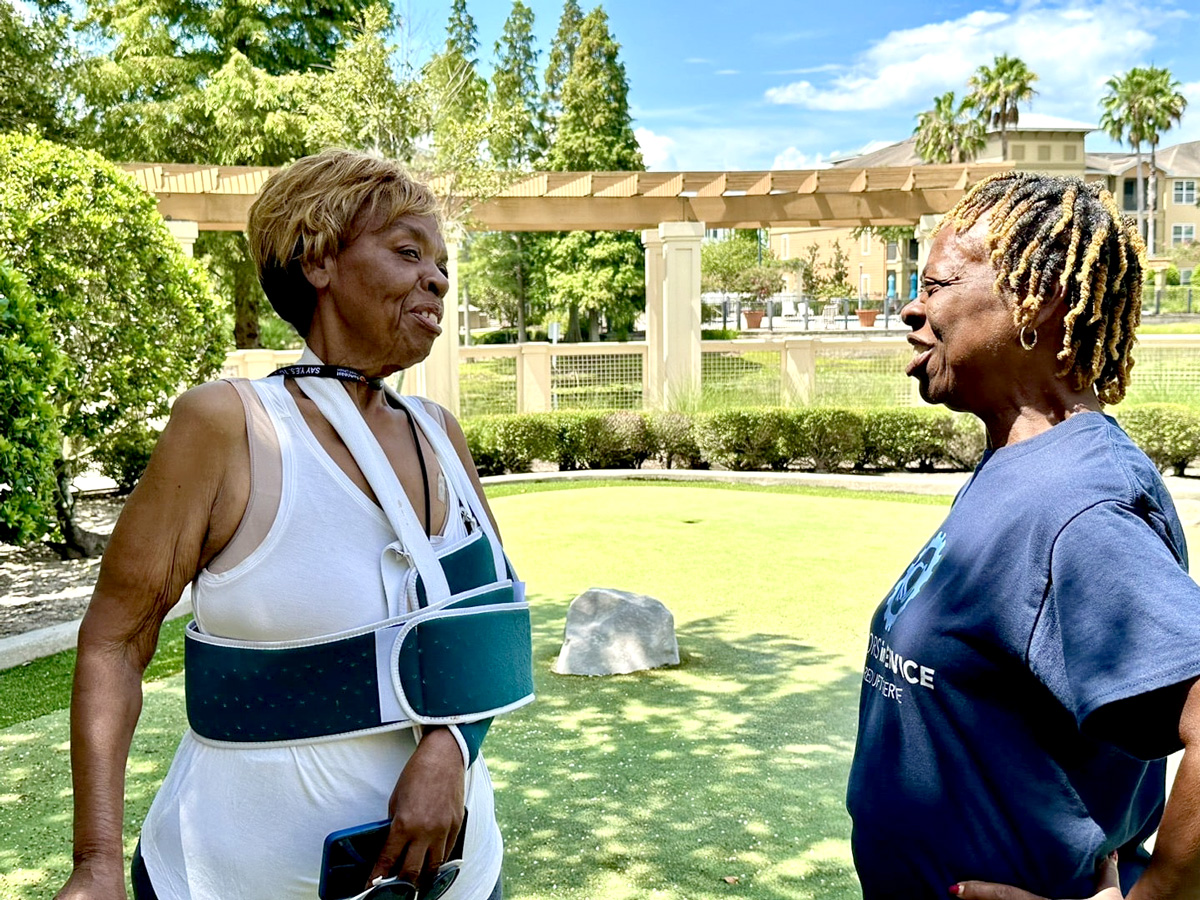 Senior Companion volunteer Frances Hill and Betty Odne share friendship and support during Betty's recovery period.