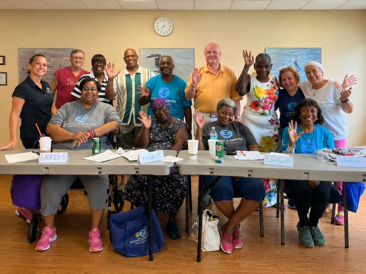 Senior Companion volunteers gather together during a Seniors in Service program meeting in Pinellas County.