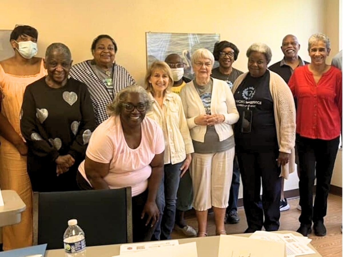 Senior Companion volunteers and program participants gather during a Seniors in Service event supported by the Pinellas Community Foundation.
