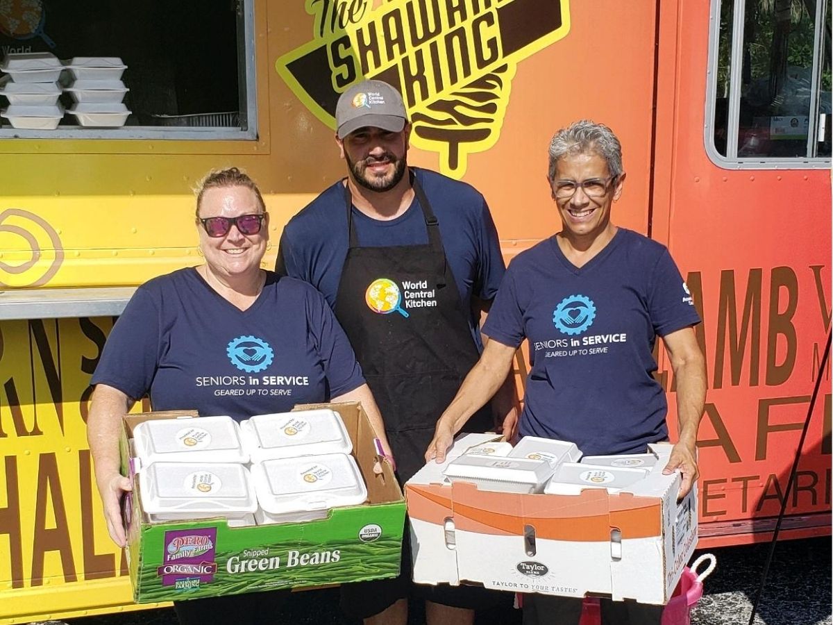 Volunteers provide meals, water, and support to seniors affected by Hurricanes Helene and Milton in Tampa Bay.